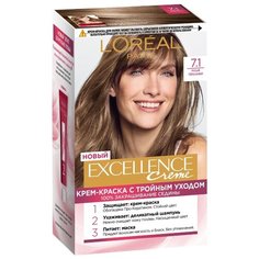 LOreal Paris Excellence стойкая крем-краска для волос, 7.1, Русый пепельный