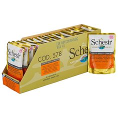 Корм для кошек Schesir с тунцом, с курицей, с креветками 20шт. х 100 г (кусочки в желе)