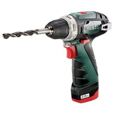 Аккумуляторная дрель-шуруповерт Metabo PowerMaxx BS 2014 Basic 2.0Ah x2 Case Set2 34 Н·м зеленый/черный
