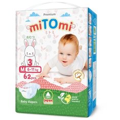 MiTOmi подгузники М (6-11 кг) 62 шт.