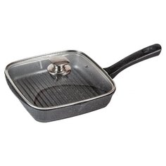 Сковорода-гриль Мечта Гранит 26х26 см с крышкой, с крышкой, серый