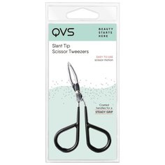 Пинцет Qvs для бровей 82-10-1639 серебристый/черный