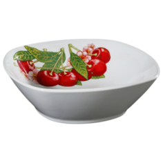 Дулёвский фарфор Салатник квадратный Вишня 550 мл белый