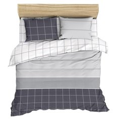 Постельное белье евростандарт Василиса Лофт 698 сатин серый/белый