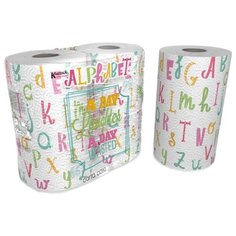 Полотенца бумажные World Cart Kartika collection Alphabet белые с рисунком двухслойные, 2 рул.