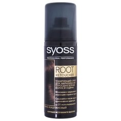 Спрей Syoss Root Retoucher тонирующий для закрашивания отросших корней волос и седины, оттенок Темно-каштановый, 120 мл