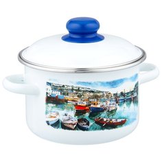 Кастрюля Appetite Романтика 2 л, белый/голубой