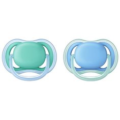 Пустышка силиконовая анатомическая Philips AVENT Ultra Air SCF244/22 6-18 м (2 шт) голубой/зеленый