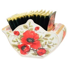 Подставка для чайных пакетиков Elan gallery Чайник, Маки (503995) белый/красный