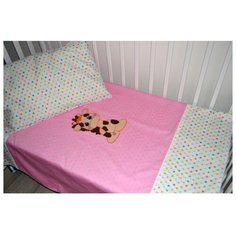 ЛайМ комплект Жираф девочка (3 предмета, простыня на резинке) белый/розовый