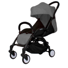 Прогулочная коляска Yoya Premium (дожд., москит., подстак., бампер, сумка-чехол, бамбук. коврик, корзина д/пок, ремешок на руку, накидка на ножки) серый, цвет шасси: черный