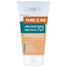 LOreal Paris Pure Zone Глубокое очищение 7 в 1 Скраб для лица против прыщей и черных точек, 150 мл