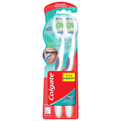 Зубная щетка Colgate 360 Суперчистота всей полости рта многофункциональная, средней жесткости, фиолетовый/фиолетовый, 2 шт.