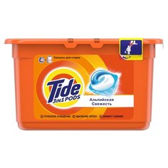 Капсулы Tide Альпийская свежесть, пластиковый контейнер, 12 шт