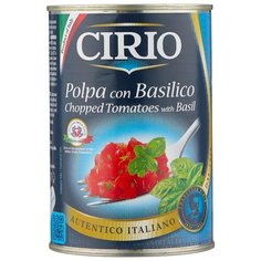 Томаты Polpa con Basilico очищенные резаные с базиликом Cirio жестяная банка 400 г