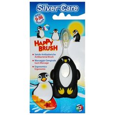 Зубная щетка Silver Care Happy Brush 6-36 мес, белый/черный