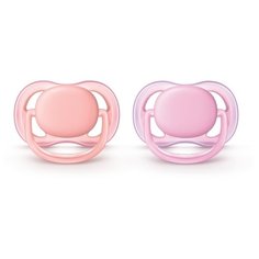 Пустышка силиконовая анатомическая Philips AVENT Ultra Air SCF245/20 0-6 м (2 шт) розовый