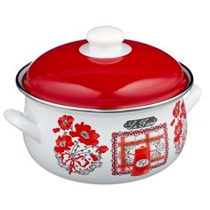 Кастрюля Savasan Этюд 8252 2,5 л, белый/красный