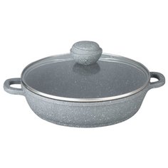 Сотейник Bekker Silver Marble BK-3801 24 см, с крышкой, серый