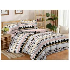 Постельное белье 2-спальное с евро простыней ЛайМ Кенди, поплин серый/розовый