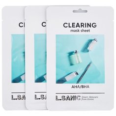 LSanic маска тканевая с AHA/BHA кислотами для очищения пор, 25 мл, 3 шт. L’Sanic