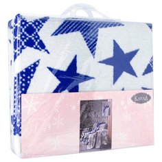 Плед KARNA хлопок STARS, 150 x 240 см голубой