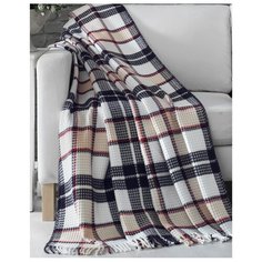 Плед KARNA хлопок MERAL 3074/3, 180 x 240 см черный/белый/коричневый