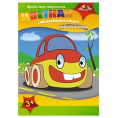 Цветная бумага бархатная самоклеящаяся Машинка Апплика, A4, 4 л., 4 цв.