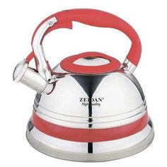 Zeidan Чайник со свистком Z-4219 красный/серебристый