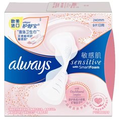 Always прокладки Sensitive Smart Foam (размер 240 мм) белый 9 шт.