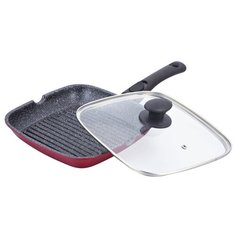 Сковорода-гриль Agness 932-023 28x28 см, с крышкой, с ручкой, черный/красный