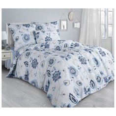 Постельное белье 2-спальное макси Guten Morgen Serenity 859 70х70 см, сатин серый/синий