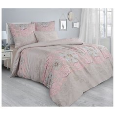 Постельное белье 2-спальное Guten Morgen Paisley Pink 862 70х70 см, сатин бежевый/розовый
