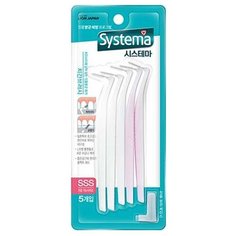 Зубной ершик Lion Systema Interdental Brush SSS, белый/розовый, 5 шт.
