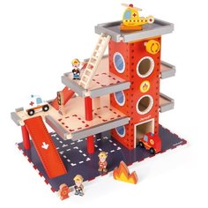 Janod Игровой набор Пожарная станция J05717 красный/бежевый/черный