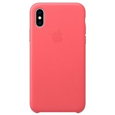 Чехол Apple кожаный для Apple iPhone XS розовый пион
