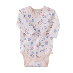 Боди Наша мама размер 80, белый/бежевый