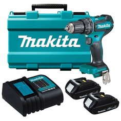 Ударная аккумуляторная дрель-шуруповерт Makita DHP485SYE 50 Н·м синий/черный