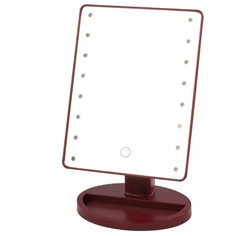 Зеркало косметическое настольное Marta MT-2654 с подсветкой бордовый гранат