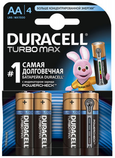 Батарейки щелочные Duracell Turbo AA/LR06, 4 шт.