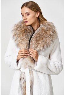 Шуба из аукционного меха норки KOPENHAGEN FUR с отделкой мехом рыси Emfasi Pelle