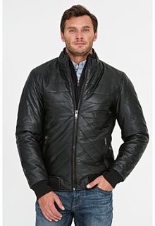 Утепленная кожаная куртка с отделкой трикотажем Urban Fashion for men