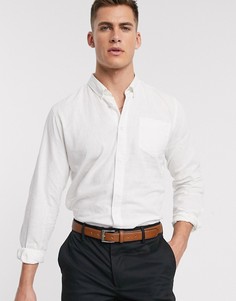Льняная приталенная рубашка с длинными рукавами French Connection-Белый