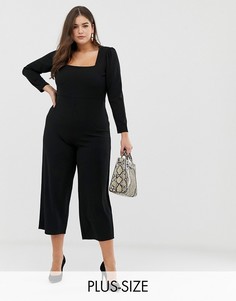 Укороченный комбинезон с квадратным вырезом Fashion Union-Черный