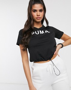 Черная футболка с V-образным вырезом puma-Черный