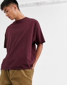 Бордовая плотная oversize-футболка из органического хлопка с круглым вырезом ASOS DESIGN-Красный