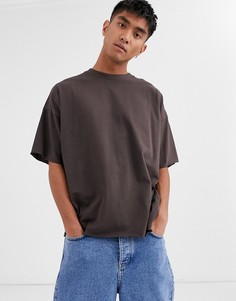 Коричневая плотная oversize-футболка из органического хлопка с круглым вырезом ASOS DESIGN-Коричневый