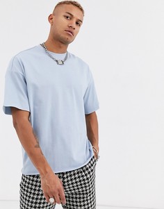 Свободная футболка из органического хлопка с круглым вырезом ASOS DESIGN-Синий