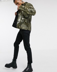 Куртка с леопардовым узором из пайеток ASOS DESIGN-Черный