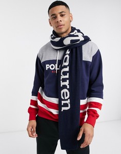 Темно-синий шарф с логотипом Polo Ralph Lauren